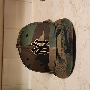 New York Yankees Full Camo New Era Snap Back Hat With Gold And Black Logo